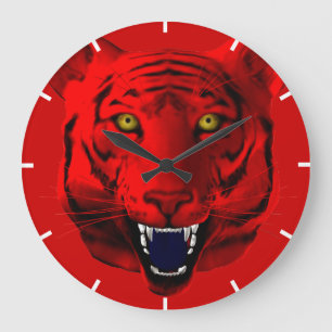 Red Tiger Large Clock
