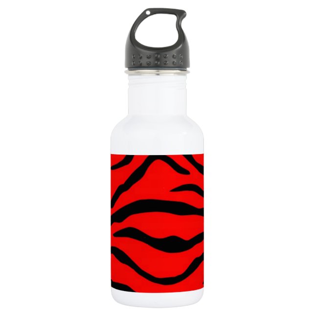 Red Tiger Pattern Water Bottle (Front)