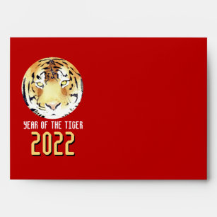 Red Tiger Watercolor Chinese New Year 2022 Zodiac Envelope