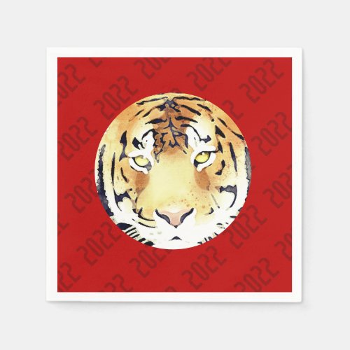 Red Tiger Watercolor Chinese New Year 2022 Zodiac Napkins