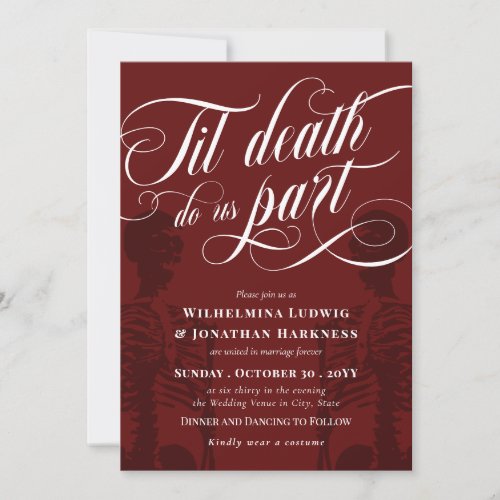 Red Til Death Do Us Part Skeleton Goth Wedding Invitation