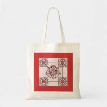 Red Tiled Victorian Pattern Tote Bag by YANKAdesigns at Zazzle