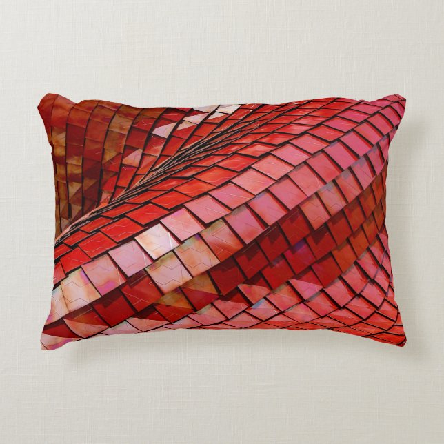 Red tiles illustration accent pillow (Front)