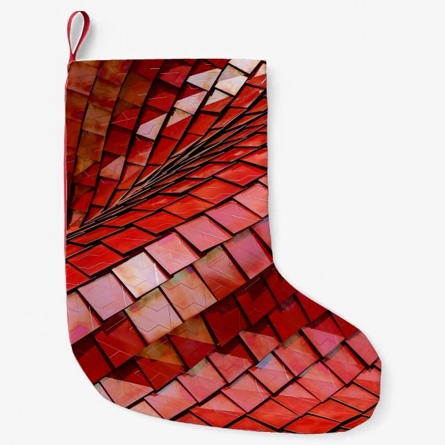 Red tiles illustration small christmas stocking (Front)