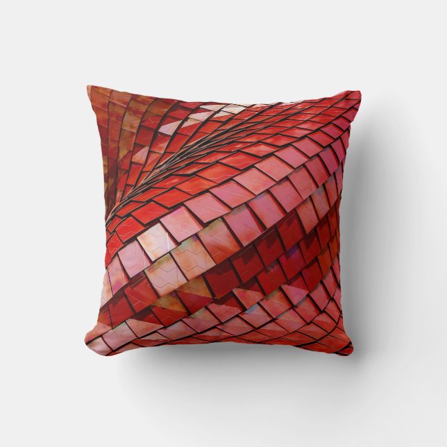 Red tiles illustration throw pillow (Front)