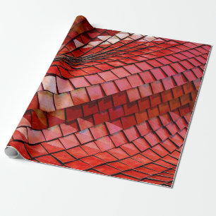 Red tiles illustration wrapping paper