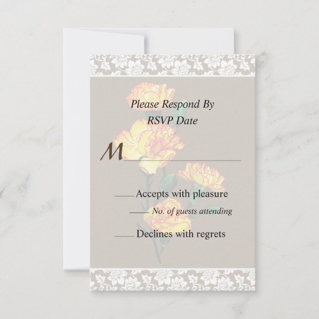 Red-Tipped Yellow Carnations Wedding Invitation (Front)