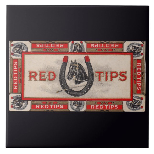 Red Tips cigar label Ceramic Tile (Front)