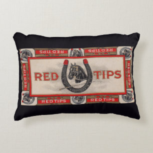 Red Tips cigar label print Accent Pillow