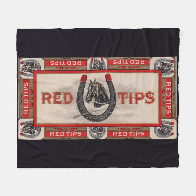 Red Tips cigar label print Fleece Blanket (Front (Horizontal))