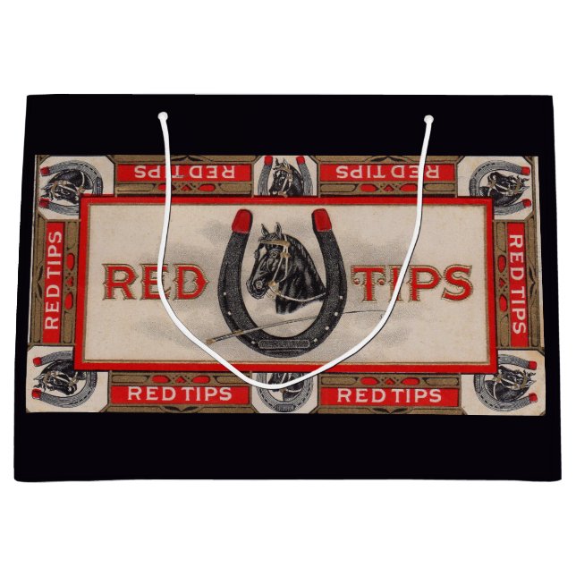 Red Tips cigar label print Large Gift Bag (Front)
