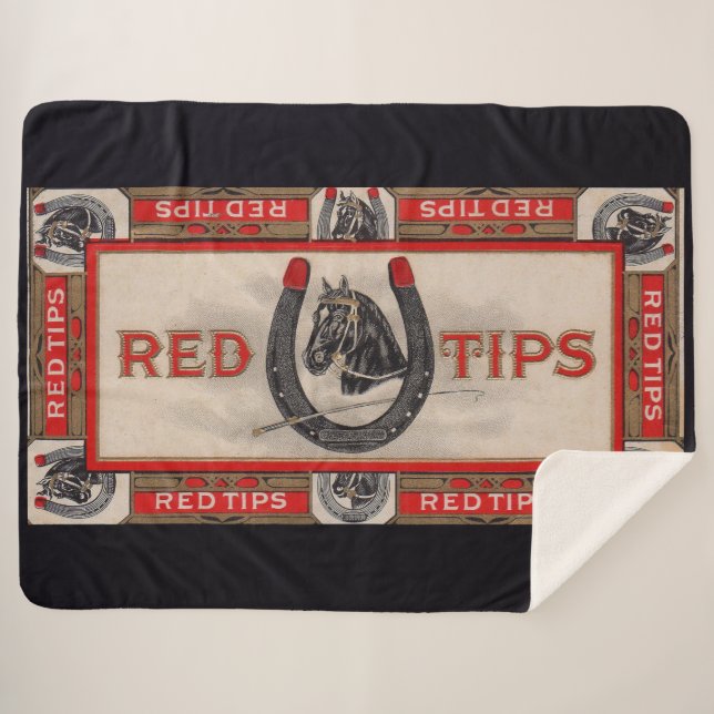 Red Tips cigar label print Sherpa Blanket (Front (Horizontal))