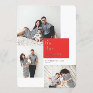 Red Tis the Season Gold Foil Holiday Card