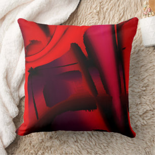 Red to black gradient cropped design magnification throw pillow