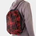 Red to dark stained squares, carbon dirt 3D stairs Drawstring Bag