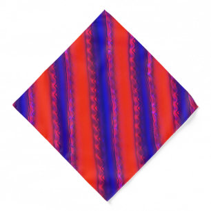 Red to royal blue wide cross stripes in lacy style bandana