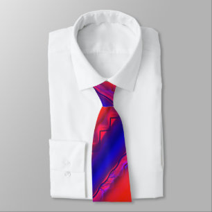 Red to royal blue wide cross stripes in lacy style neck tie
