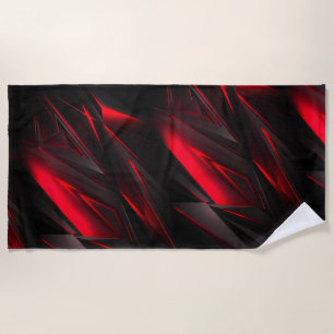 Red to the Point Abstract Design  Beach Towel
