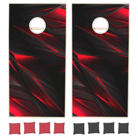 Red to the Point Abstract Design Cornhole Set