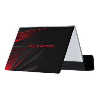Red to the Point Abstract Design Desk Business Card Holder