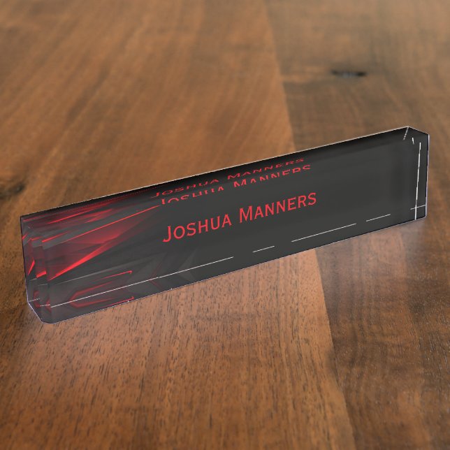 Red to the Point Abstract Design  Desk Name Plate (Side)