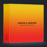 Red to yellow ombre background 3 ring binder<br><div class="desc">Red to yellow ombre background. Simple modern design and comes with customizable text.</div>