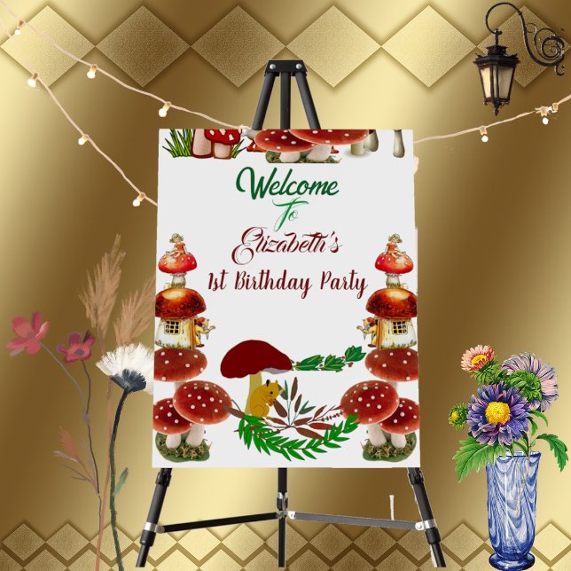 Red Toadstool Garden Fairy Mouse Birthday Party  Foam Board (Red Toadstool Garden Fairy Mouse Birthday Party Foam Board)