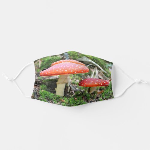 Red toadstool mushrooms adult cloth face mask