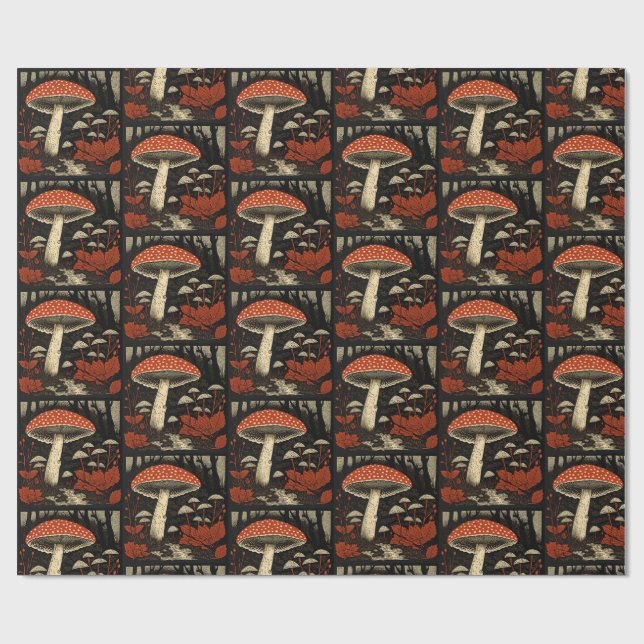 Red Toadstools - Amanita Muscaria  Wrapping Paper (Flat)