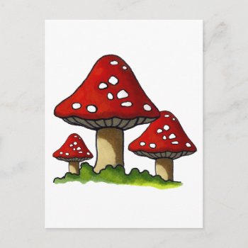 Red Toadtstools  Mushroom: Freehand Art Postcard by joyart at Zazzle