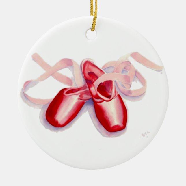 Red Toes Shoes Ceramic Ornament (Front)