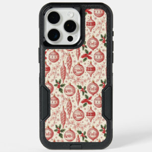 Red Toile Chinoiserie Christmas Ornaments iPhone 15 Pro Max Case