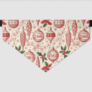 Red Toile Chinoiserie Christmas Ornaments Pet Bandana Collar