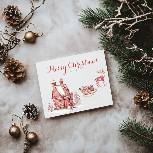 Red Toile Christmas Postcard (Creator Uploaded)