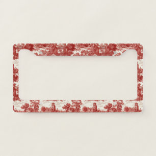Red Toile Countryside Scene (8) License Plate Frame