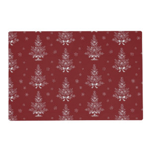 Red Toile De Jouy Coquette Christmas Foliage Placemat