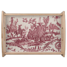 Red Toile Serving Tray