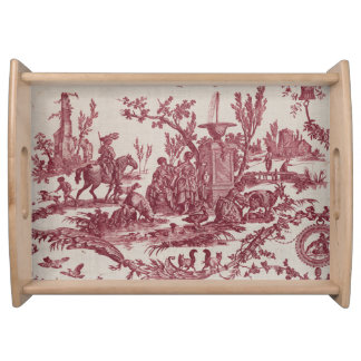 Red Toile Serving Tray