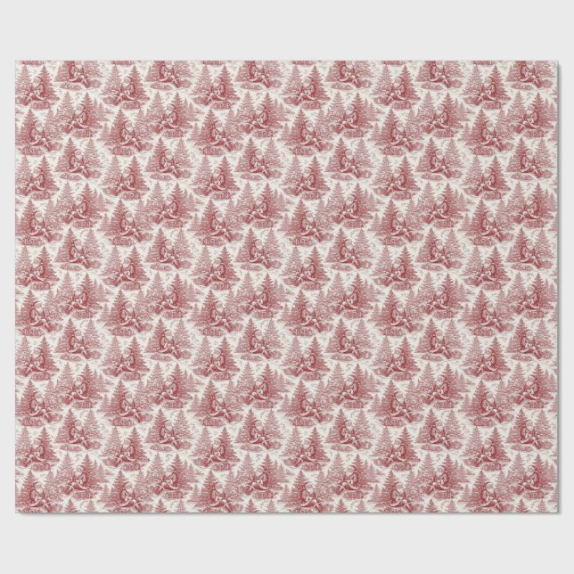 Red Toile Wrapping Paper (Flat)