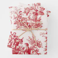 Elegant Vintage Hot Pink Toile Deer Woodland Wrapping Paper Sheets, Zazzle