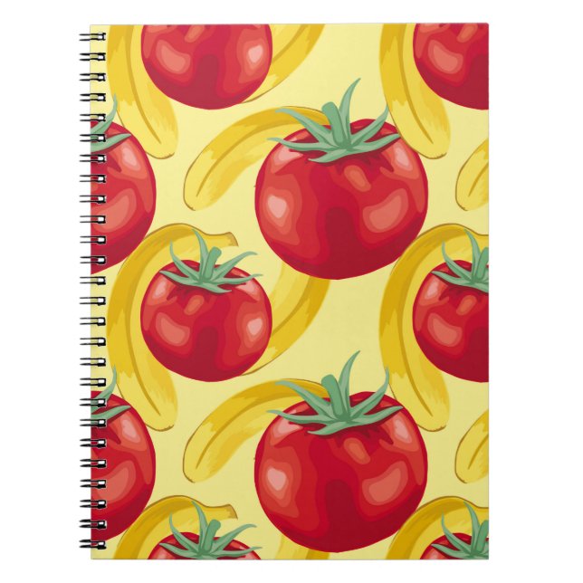 Red tomato and fruits seamless pattern designabstr notebook (Front)