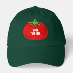 Red tomato logo cap with custom text   Funny hats