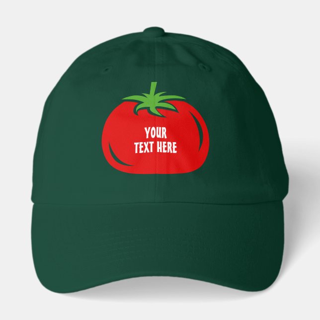 Red tomato logo cap with custom text | Funny hats (Front)
