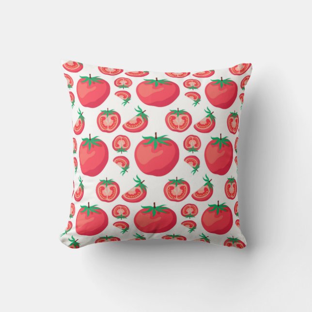 Red Tomato Pattern Cute So Funny  Throw Pillow (Front)
