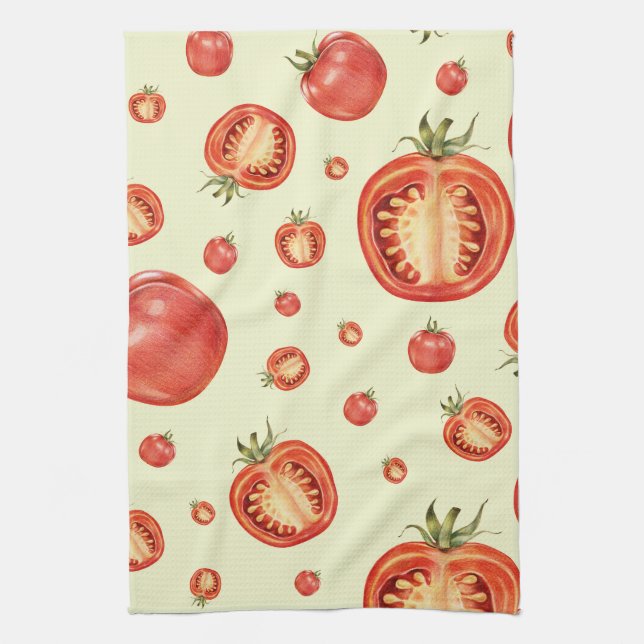Red Tomato Pattern Kitchen Towel (Vertical)
