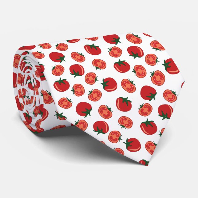 Red tomato pattern neck tie (Rolled)