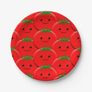 Red Tomato Pattern Paper Plates