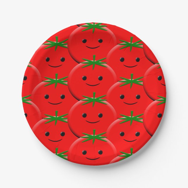 Red Tomato Pattern Paper Plates (Front)