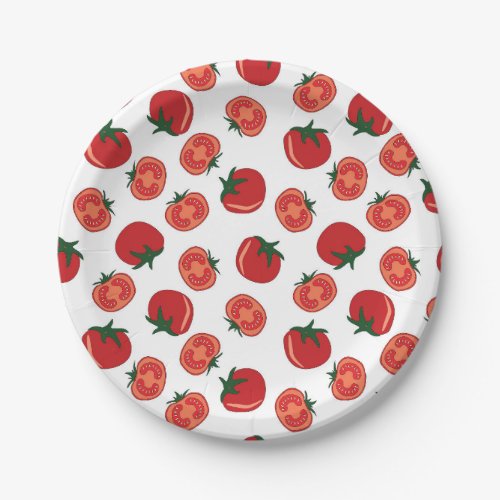 Red tomato pattern paper plates