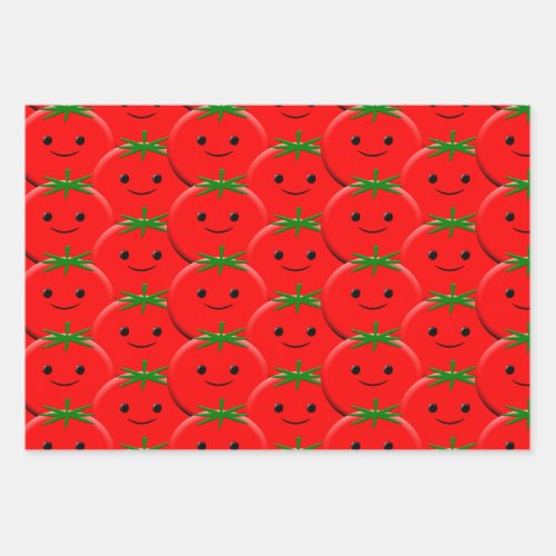 Red Tomato Pattern Wrapping Paper Sheets